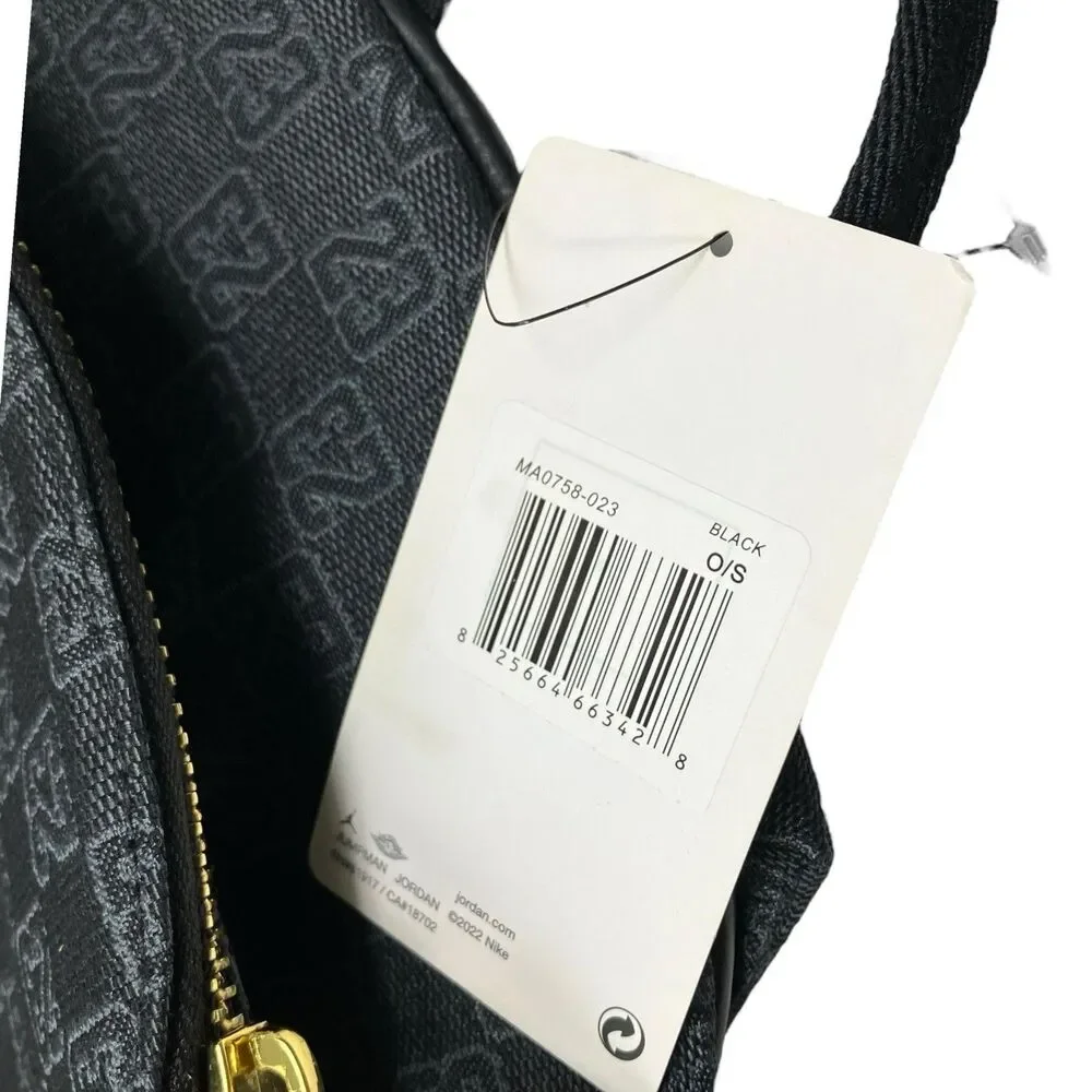 Jordan Monogram Backpack Womens 25L Black Gold Zip Jumpman School Travel Bag